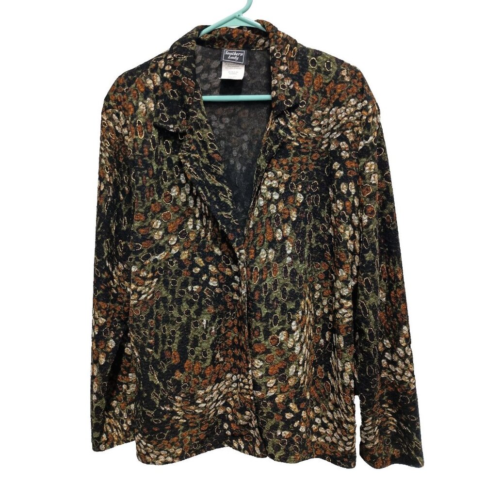Southern Lady Womens Y2K Blazer Jacket XL Wearable Art‎ Textured Carrier Office